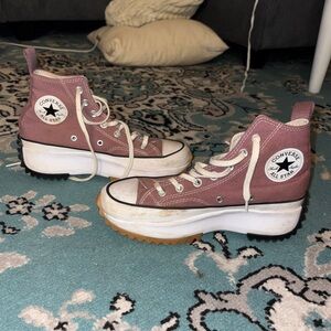 Converse High-Top Sneakers in Mauve and White